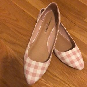 Pink and white checkered flats